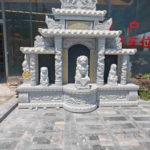 乐山芝麻白中国黑石材套墓 花岗岩墓碑